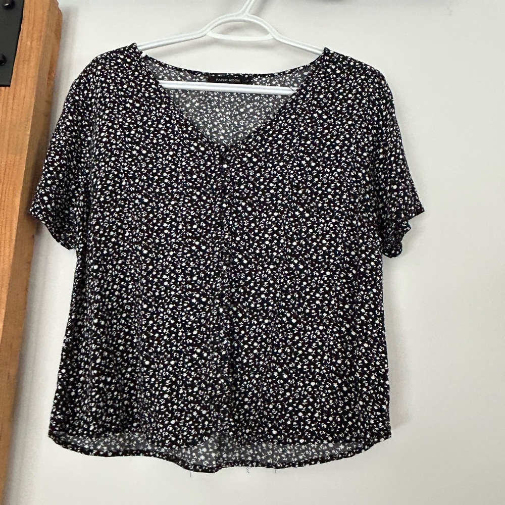 Floral Black and White Women's Top